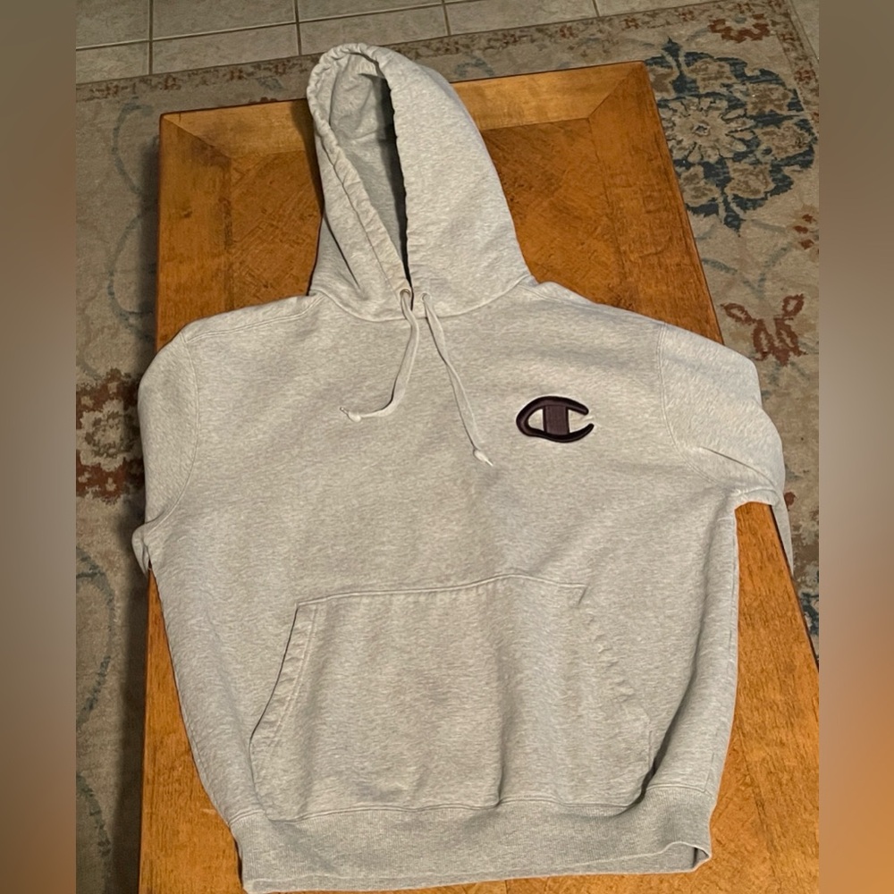 Champion Gray Hoodie with Black Logo